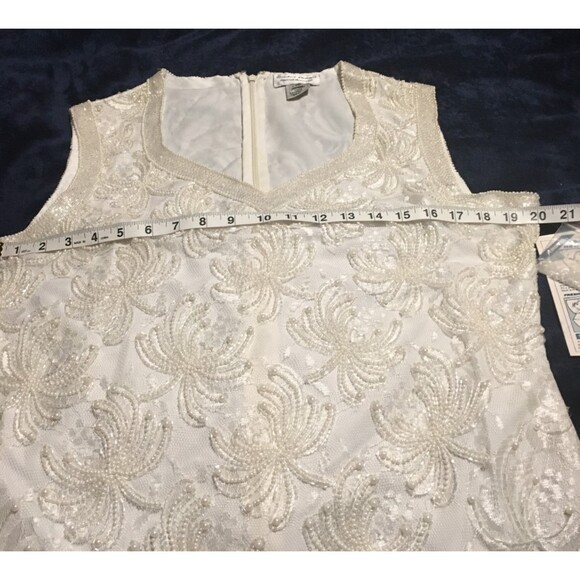NWT Beaded Drama Women's 10  white sleeveless dress sweetheart satin lined - Picture 5 of 7